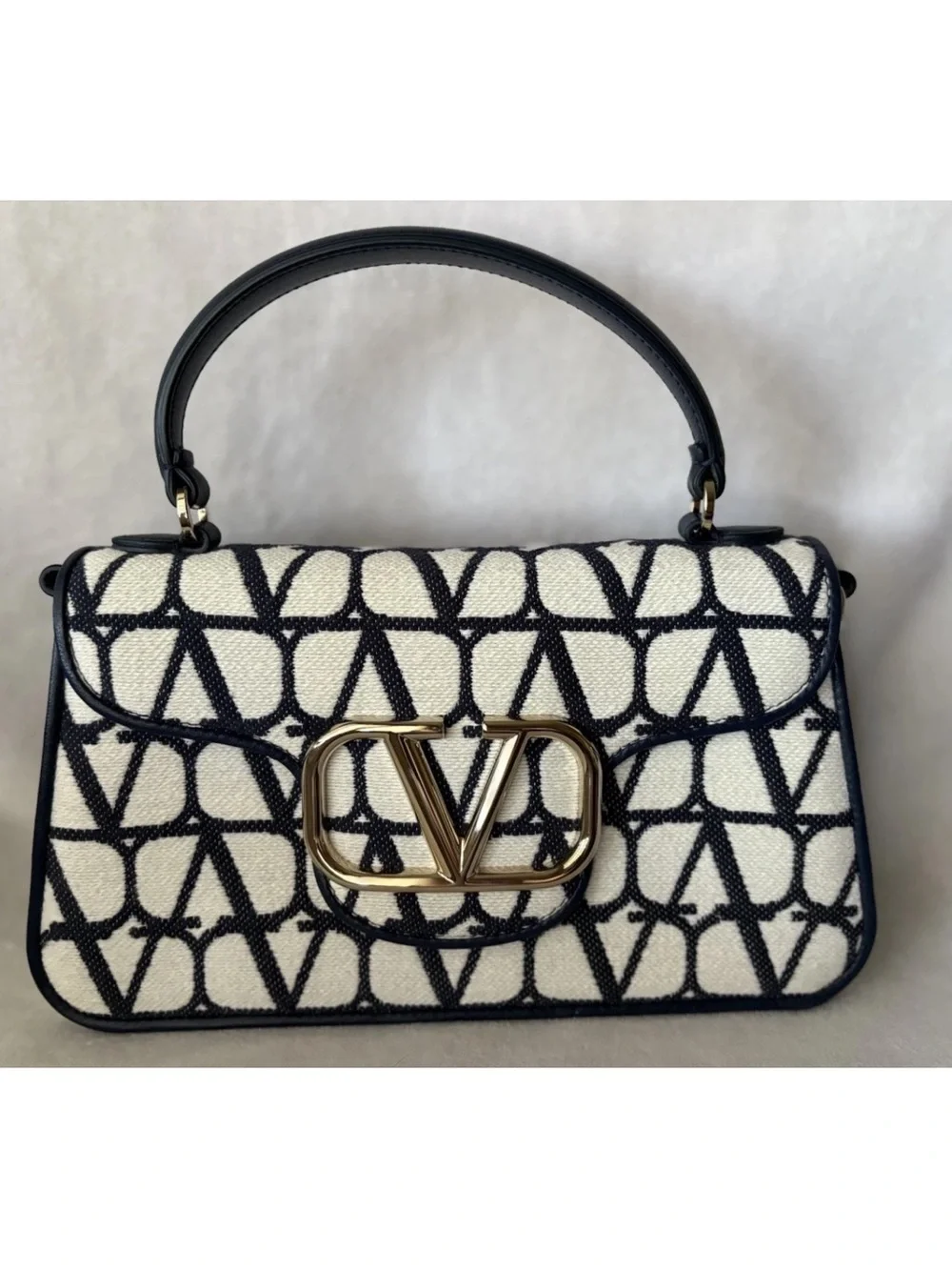NWT Valentino Iconographe V Logo Boston Top Handle Bag
